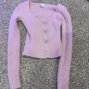 No Boundaries Light Pink Cardigan with Butterfly Details